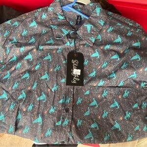 Stylishly Men's Casual Button Down Shirt - Black and Green